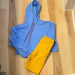 Fabletics Yellow Motion365+ Activewear Leggings with Cropped Hoodie